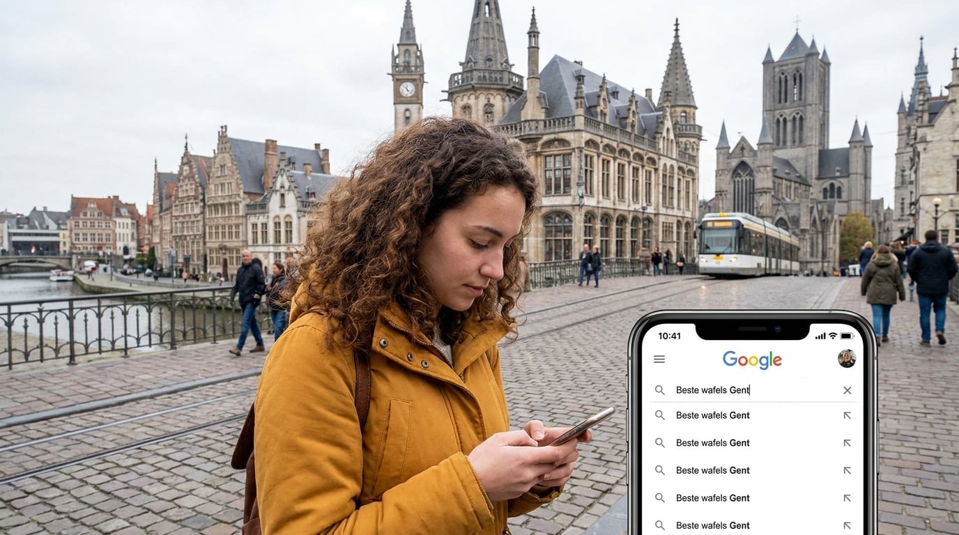 young woman searching on google on her mobile phone in a fle 1780293662418